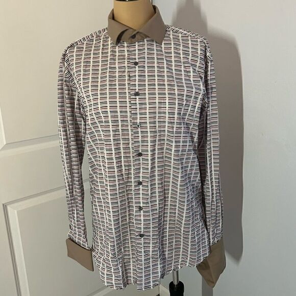 Daniel Ellissa Striped Collared Button Down Shirt - Picture 1 of 4